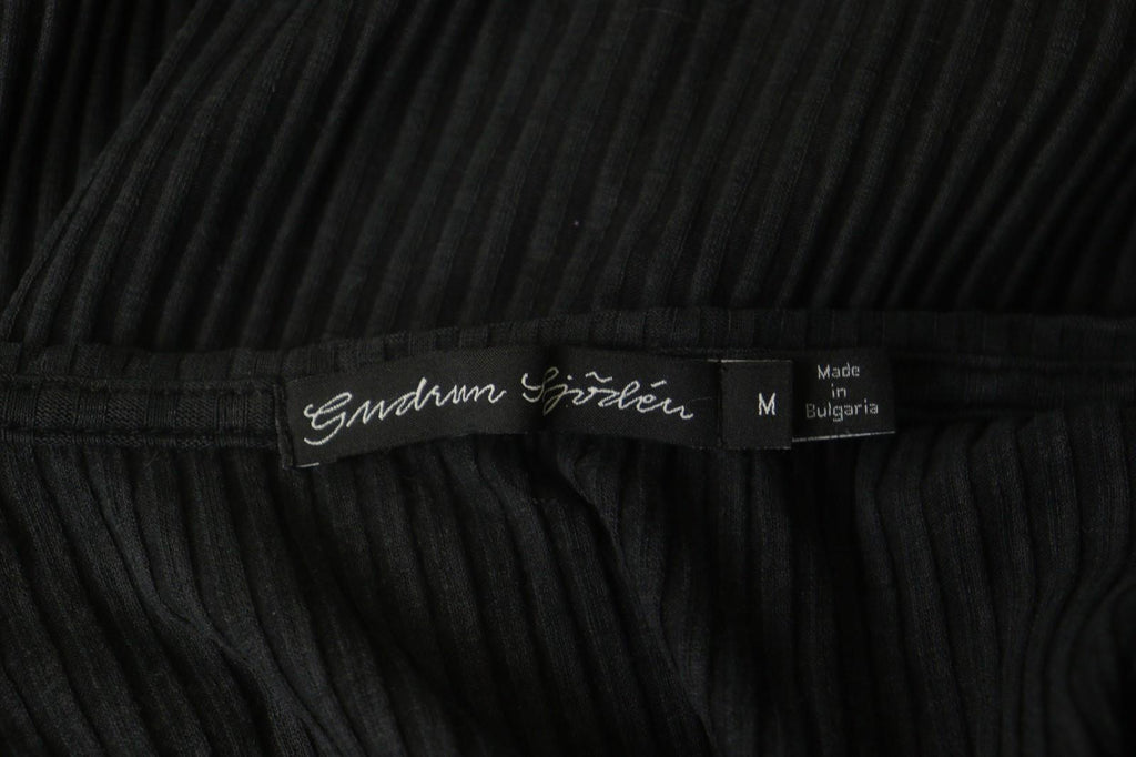 GUDRUN SJODEN Black Lyocell Short Sleeve Round Neck Pullover Shift Dress – Size M
