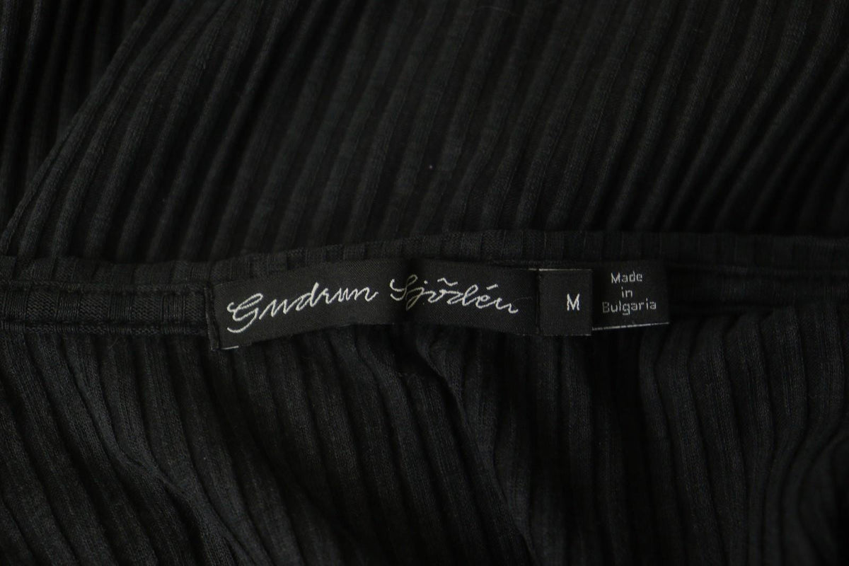 GUDRUN SJODEN Black Lyocell Short Sleeve Round Neck Pullover Shift Dress – Size M