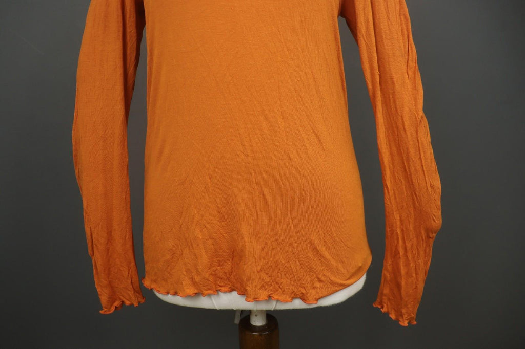 GUDRUN SJODEN Orange Modal Stretch Slim Fit Long Sleeve Pullover Blouse Top Sz M