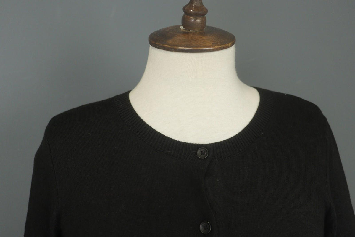 COACH Black Viscose Blend Raglan Sleeve Button Front Cardigan Sweater – Size 2XS