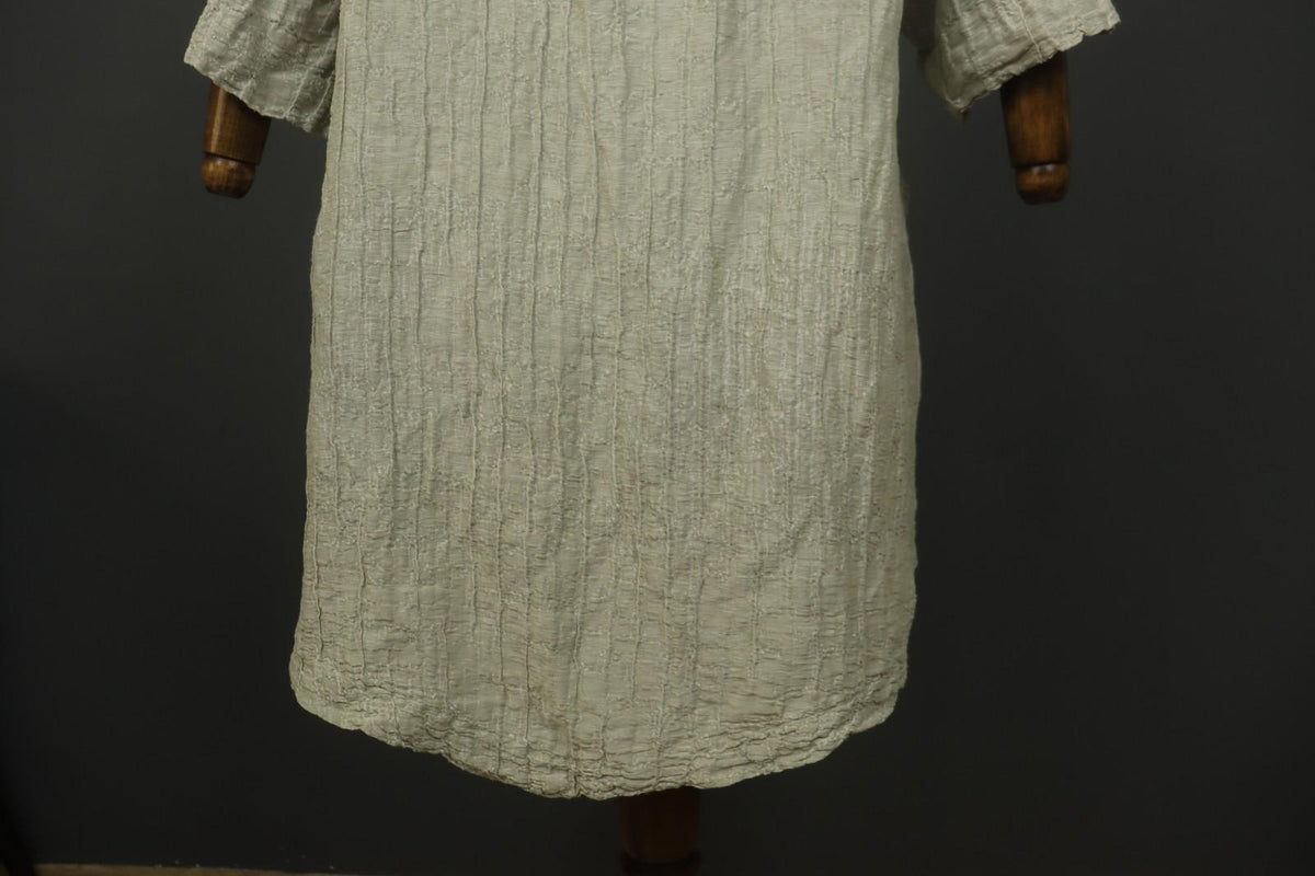 GRIZAS Silver Linen Blend Long Sleeve Crew Neck Summer Casual Maxi Dress Sz 2XL