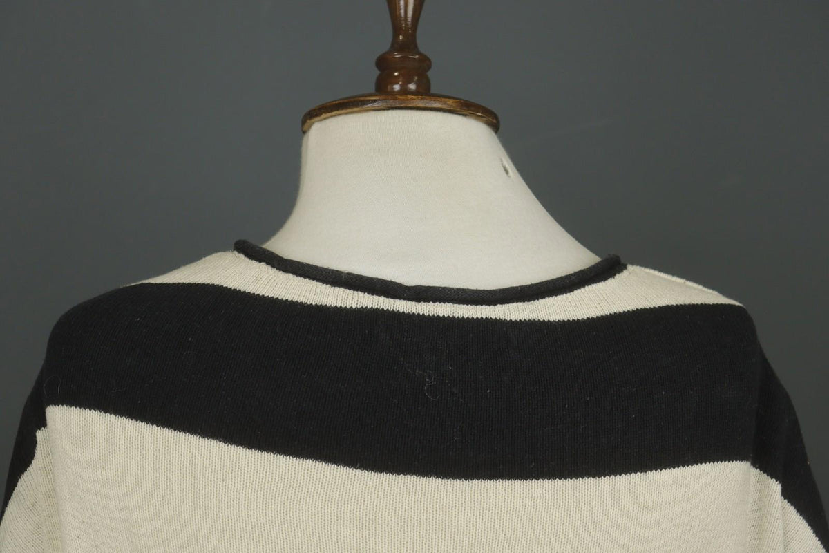 GUDRUN SJODEN White Black Striped 100% Cotton Tight Knit Pullover Sweater – Size S