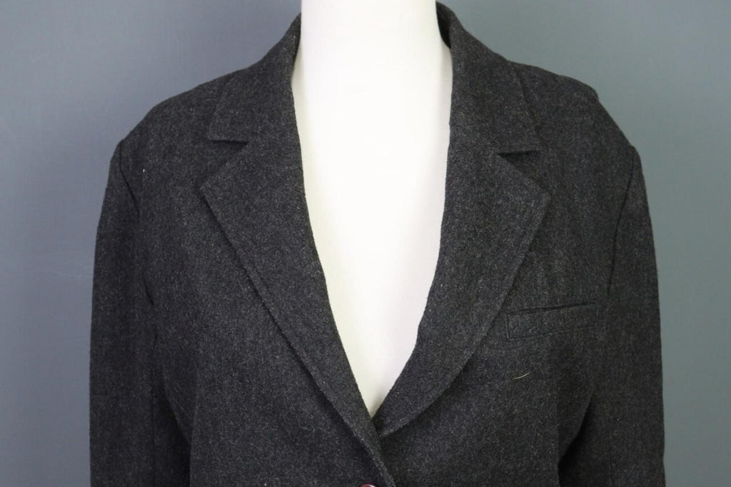 KENZO JUNGLE Gray One Button Knit Cropped Blazer Jacket
