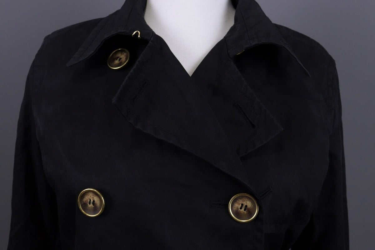 WEEKEND MAX MARA Black Double Breasted Belted Trench Coat – Size I 44 / GB 12 / S