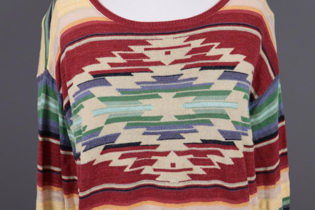 DENIM SUPPLY RALPH LAUREN Multicolor Aztec Linen Lagenlook Knited Sweater – Size L