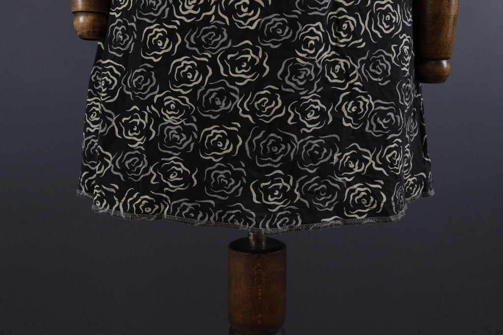 Deerberg by Oska Black Floral Summer Blouson Tunic Sleeveless Dress – Size L