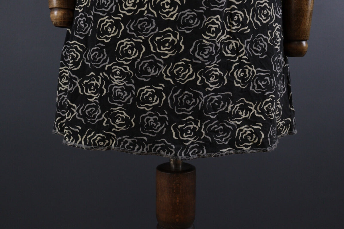 Deerberg by Oska Black Floral Summer Blouson Tunic Sleeveless Dress – Size L