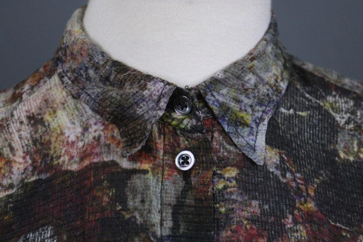 HIGH USE Multi Tie Dye Viscose Collar Long Sleeve Button Front Shirt Top – Size 6