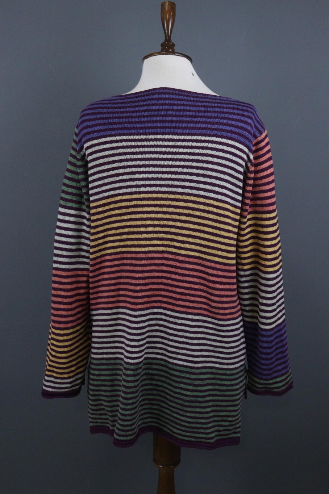 GUDRUN SJODEN Multicolor Striped Long Sleeve Lightweight Sweater – Size M