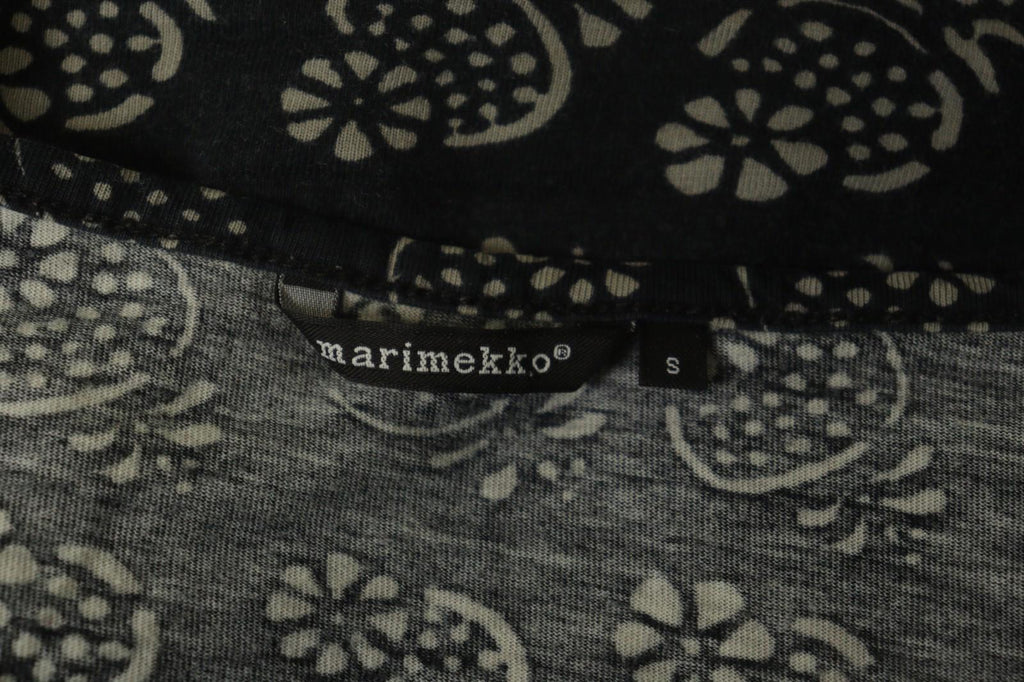 MARIMEKKO 036916 SITRUUNA Black Floral 100% Cotton Scoop Neck Blouse Top – Size S
