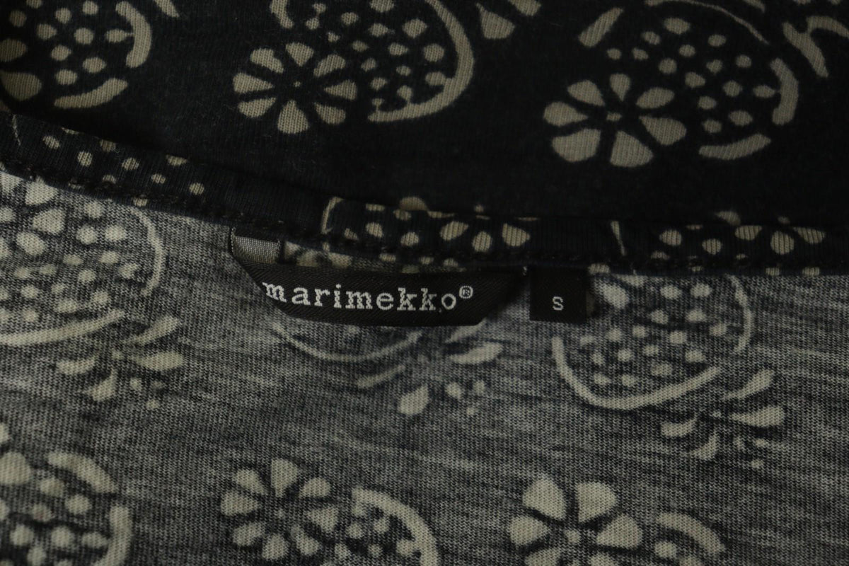 MARIMEKKO 036916 SITRUUNA Black Floral 100% Cotton Scoop Neck Blouse Top – Size S
