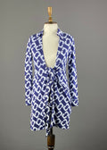 Diane von Furstenberg Blue Silk Open Front Belted A-Line Dress – Women's 2