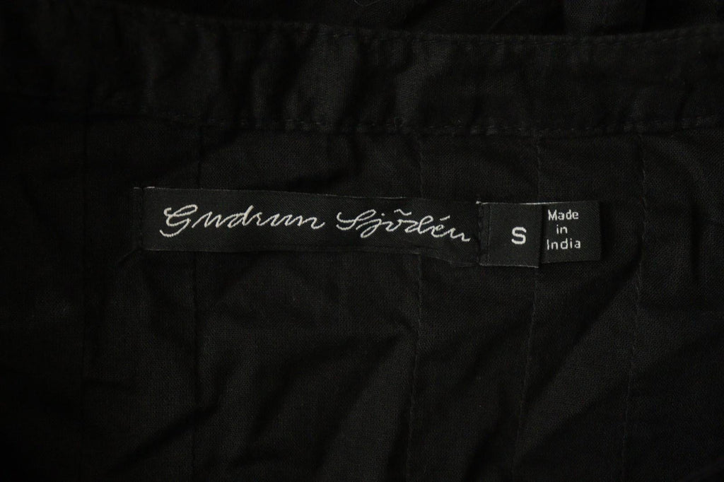 GUDRUN SJODEN Black Cotton Pintuck 3/4 Sleeve Button Front Shirt Dress – Size S
