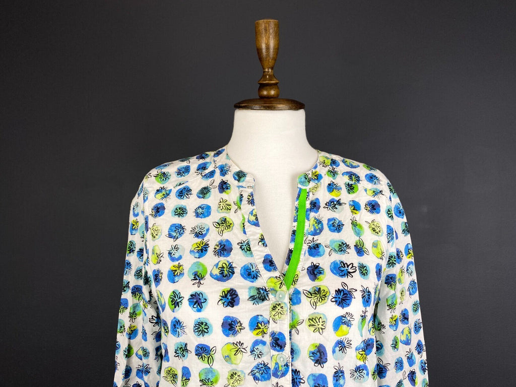 Emily Van Den Bergh Multicolor Henley Floral Long Sleeve Shirt – Size S US 6 EU 38
