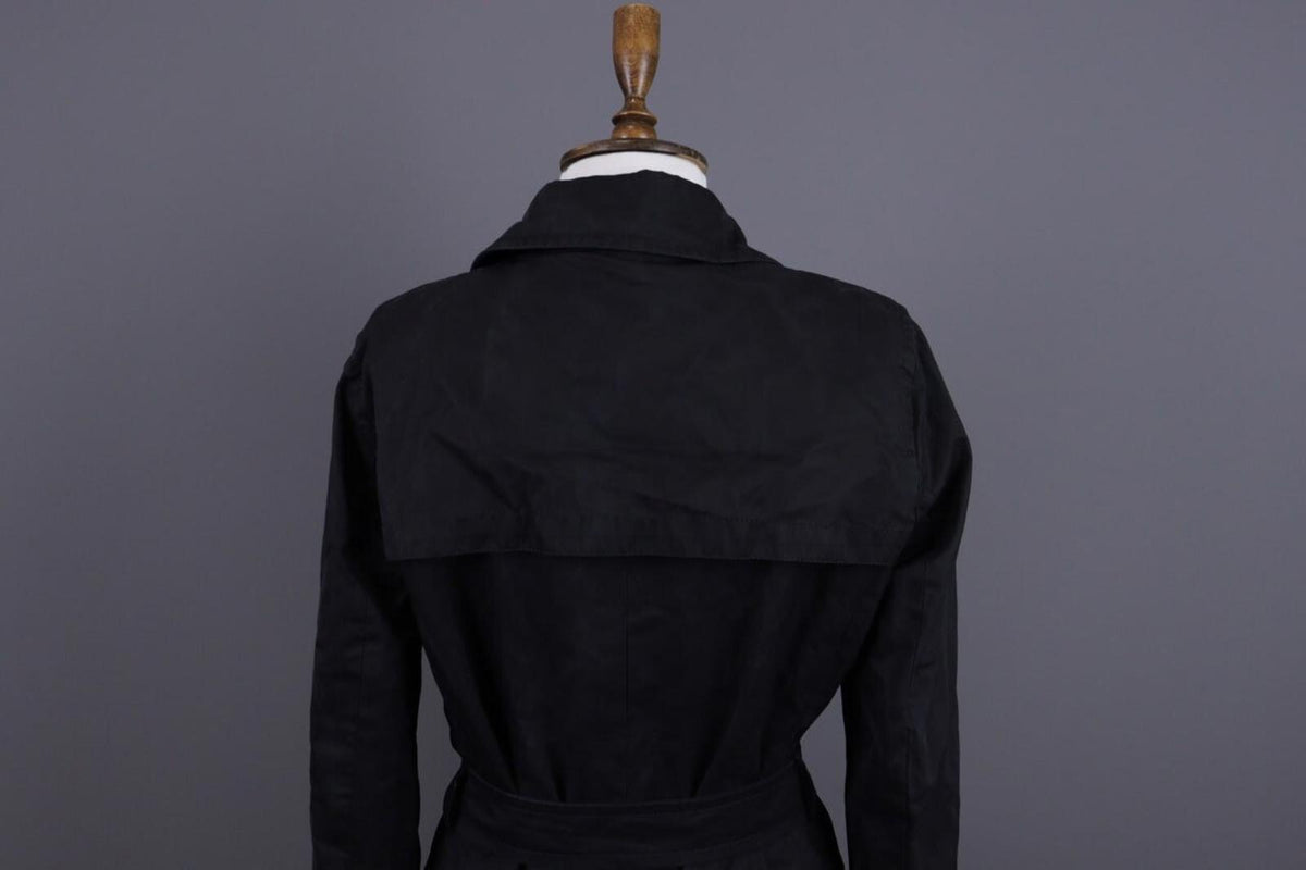 WEEKEND MAX MARA Black Double Breasted Belted Trench Coat – Size I 44 / GB 12 / S