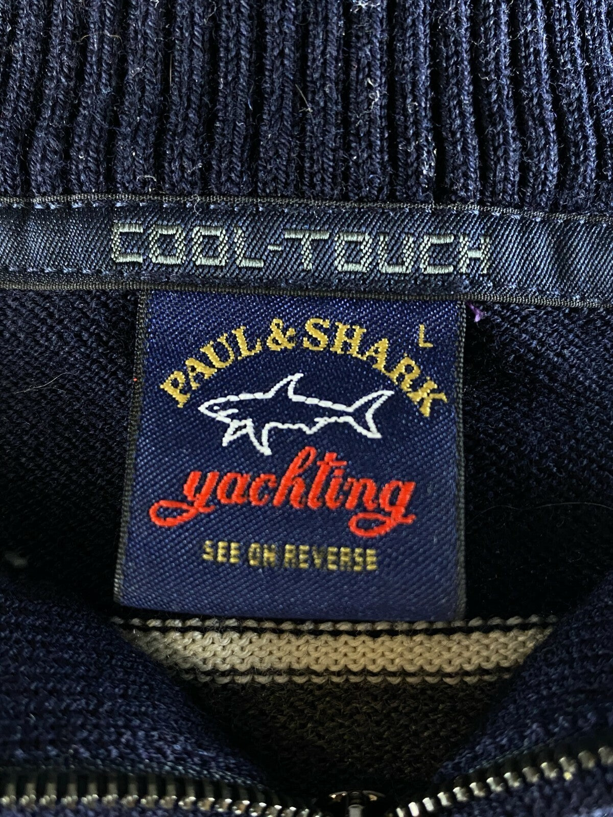Paul & Shark Yachting Cool Touch Blue Stripe High Neck Wool Jumper – Men's L