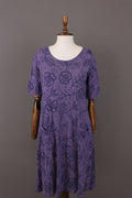 GUDRUN SJODEN Purple Floral Pockets Short Sleeve Blouson Midi Dress – Size M