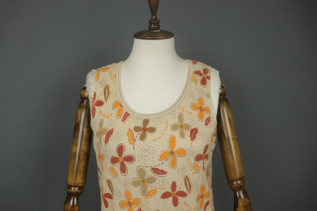 GUDRUN SJODEN Multicolor Floral Print Round Neck Sleeveless Tank Dress – Size M