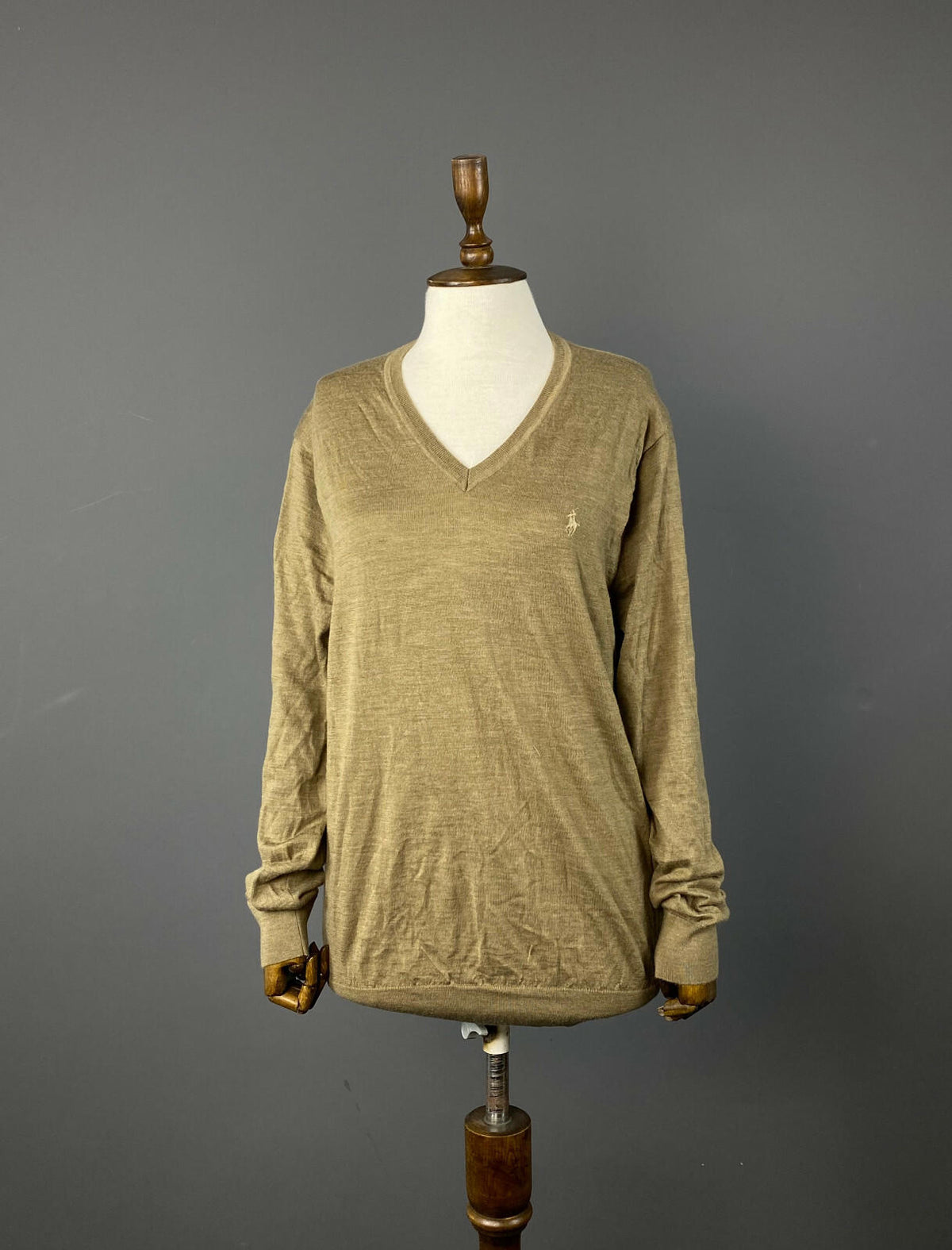 POLO RALPH LAUREN Brown Slim Fit Merino Wool Long Sleeve Sweater – Women's L