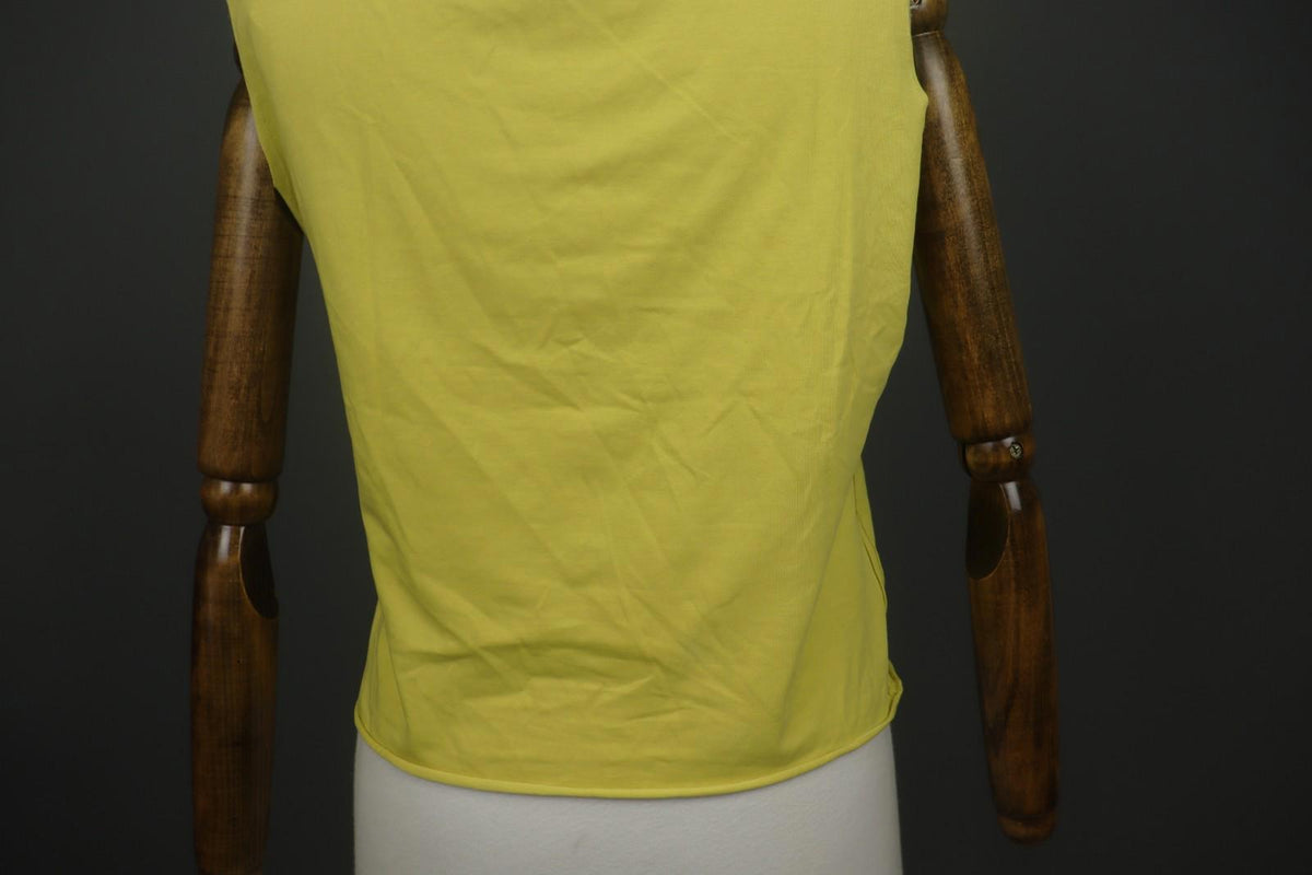 GUDRUN SJODEN Yellow Cotton Sleeveless Side V-Neck Pullover Blouse Top – Size L
