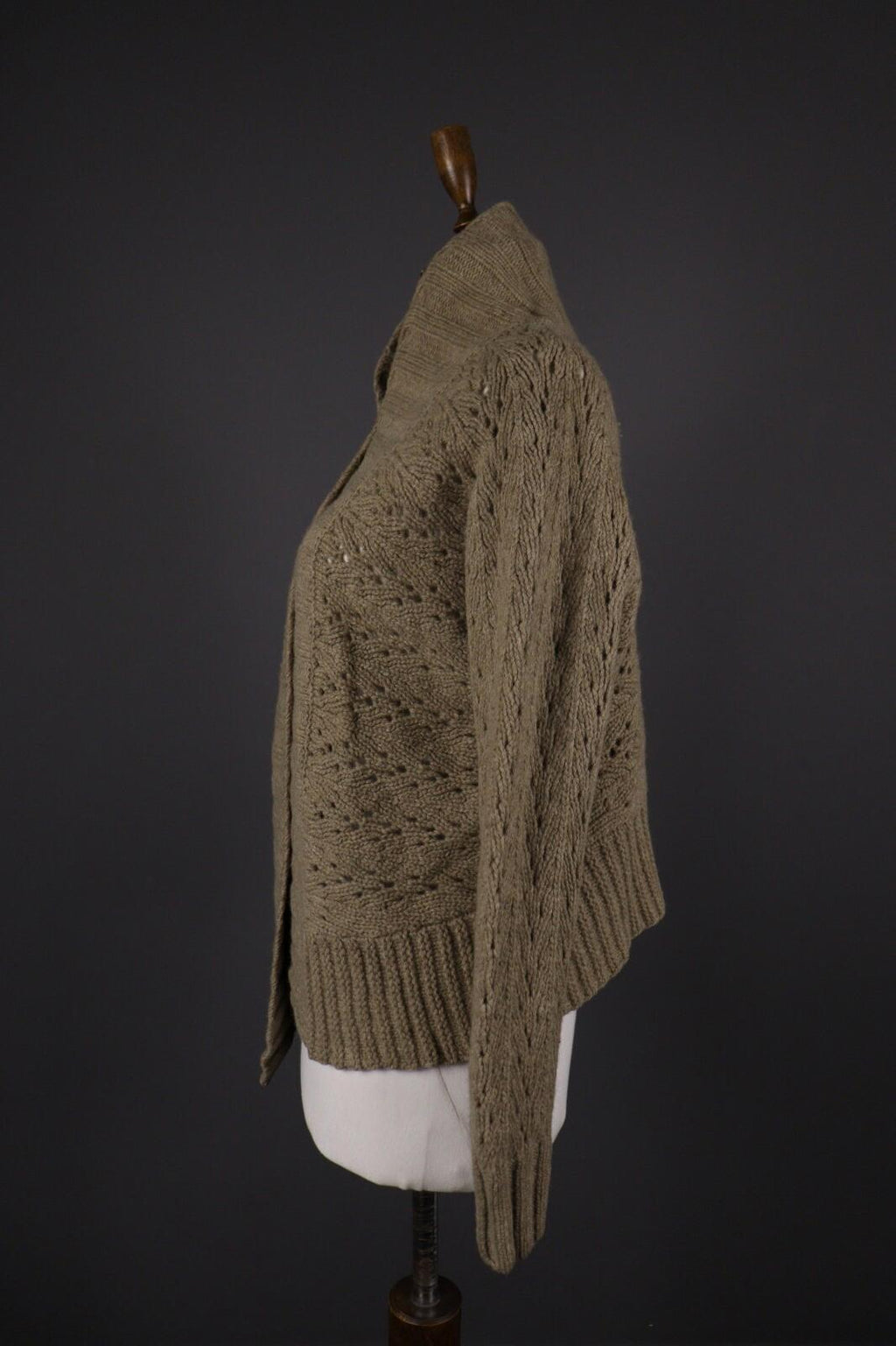 OSKA Brown Wool Knit Long Sleeve Drape Cardigan Sweater – Size 2