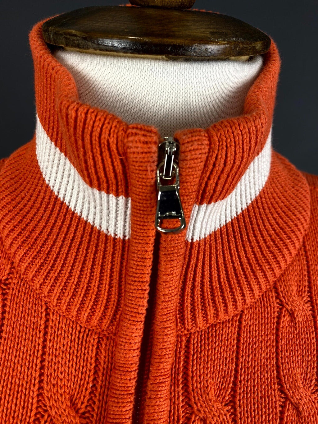 Lauren Active Ralph Lauren Orange Zip Cable Knit Sweater Track Jacket – Size S