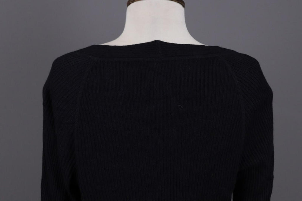 ANNETTE GORTZ Black Ribbed Cashmere Knit Cardigan Sweater – Size L