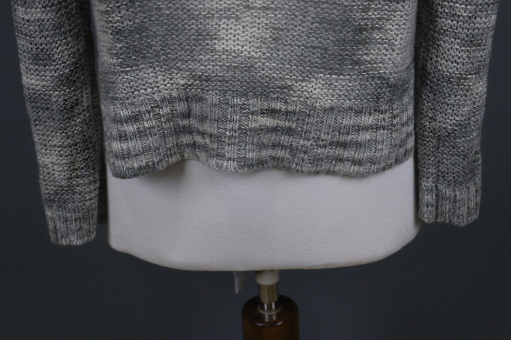 ANNETTE GORTZ Gray Long Sleeve Round Neck Lagenlook Cropped Sweater