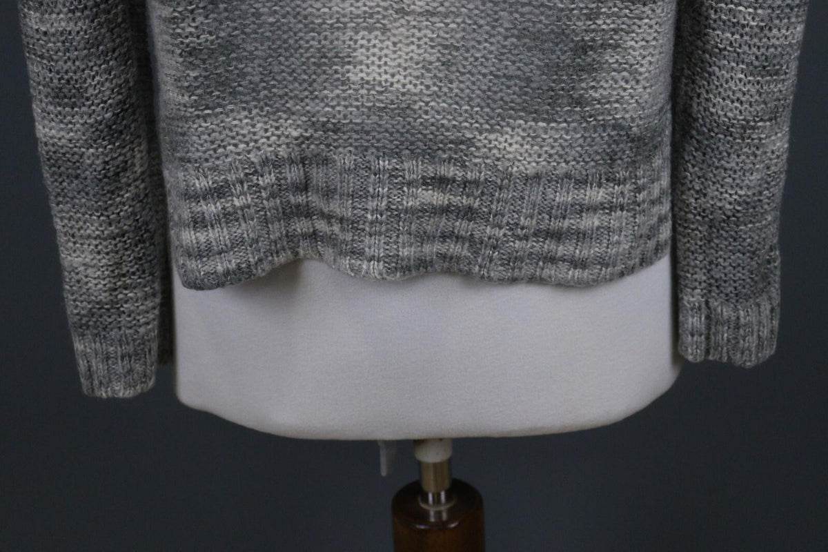 ANNETTE GORTZ Gray Long Sleeve Round Neck Lagenlook Cropped Sweater