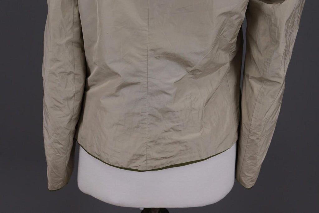 Max Mara Jacket Cream Green Reversible Zipped Pocket Hooded Full Zip – Size 10