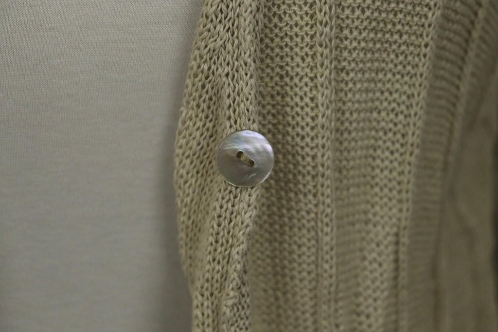 GUDRUN SJODEN Beige Knitted Long Sleeve Button Front Cardigan Sweater – Size XL