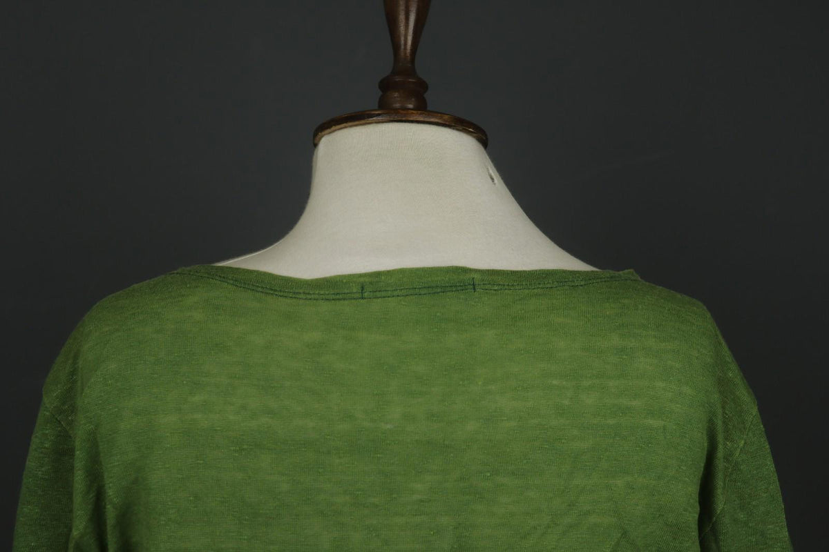 GUDRUN SJODEN Green Linen Long Sleeve Round Neck Button Front Shirt Top – Size L