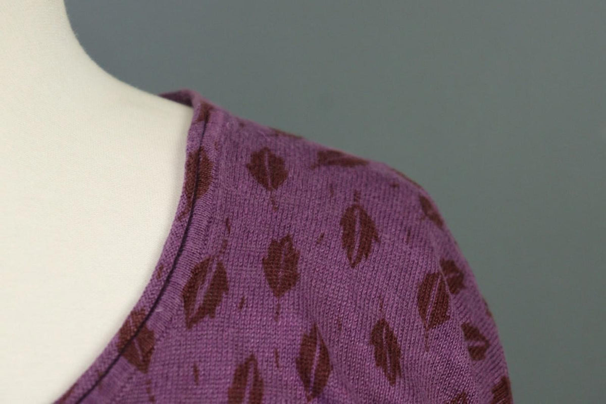 GUDRUN SJODEN Purple 100%Linen Round Neck Short Sleeve Sweater Dress – Size S