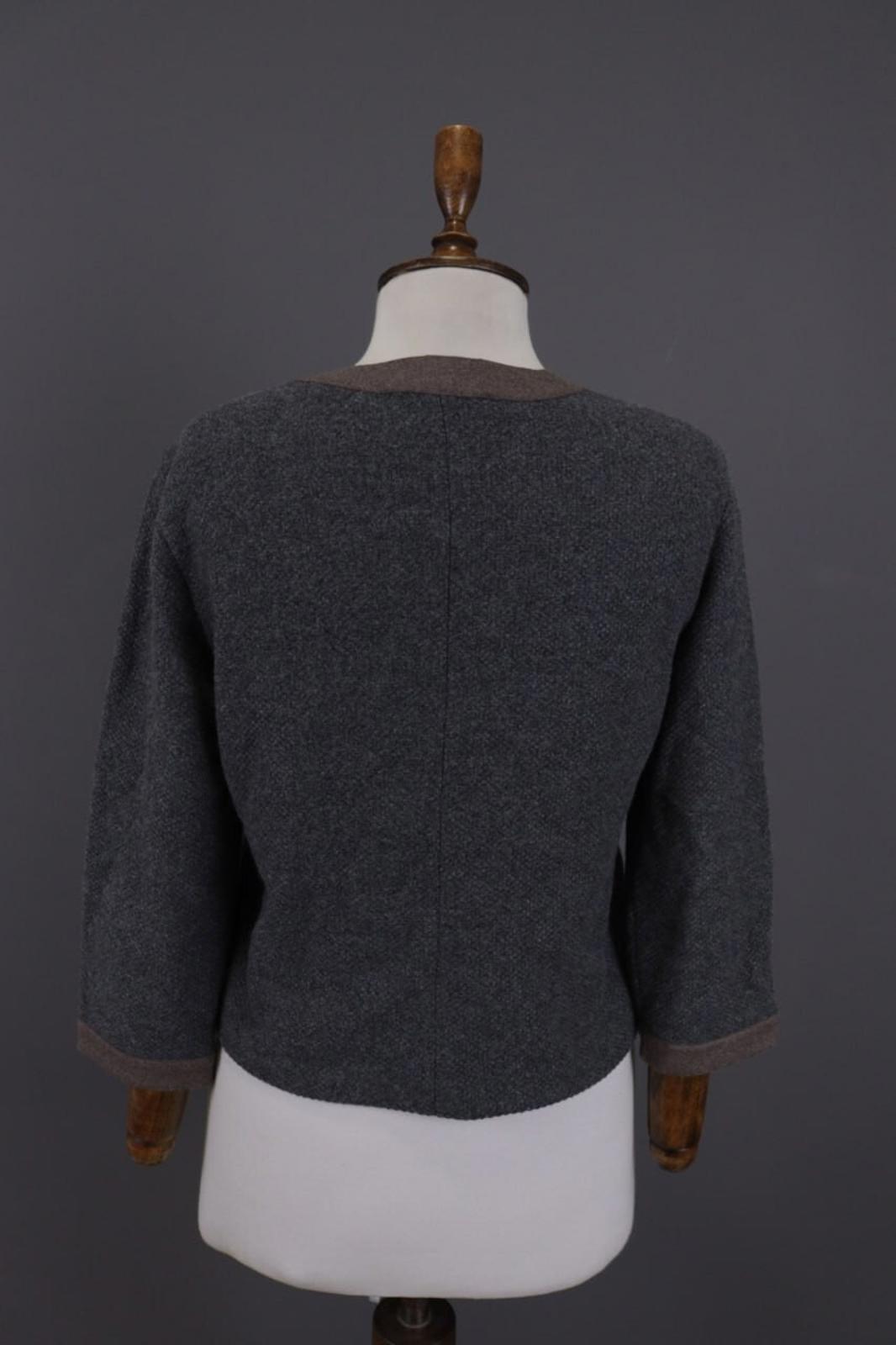 FABIANA FILIPPI Gray Wool Silk Cashmere Knit Button Dowm Blazer Jacket I 44 / M