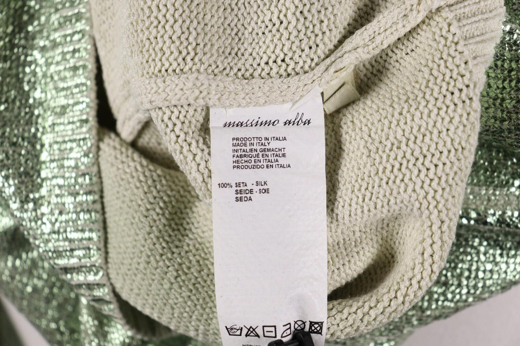 MASSIMO ALBA Green Silk Sequin Long Sleeve Sweater – Size M