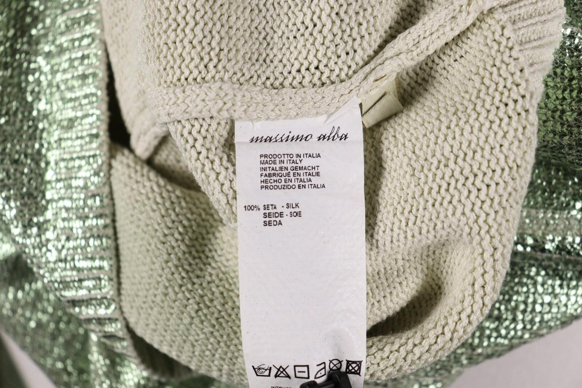 MASSIMO ALBA Green Silk Sequin Long Sleeve Sweater – Size M