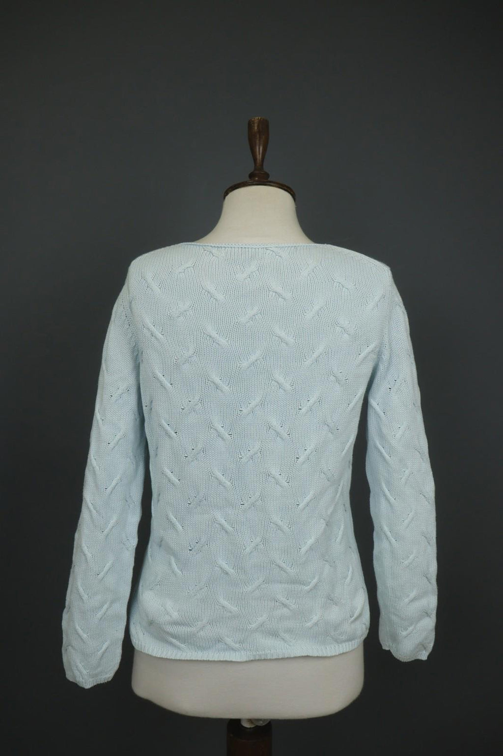 JOHNSTONES Blue Cotton Chunky Knit Long Sleeve Crew Neck Pullover Sweater – Size M