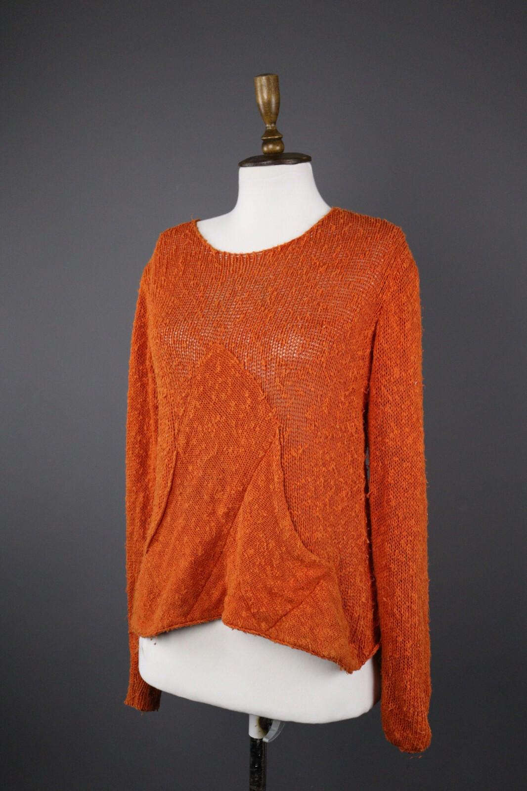 GRIZAS Casual Linen Crochet Knit Designer Acymetric Sweater – Size 36/38