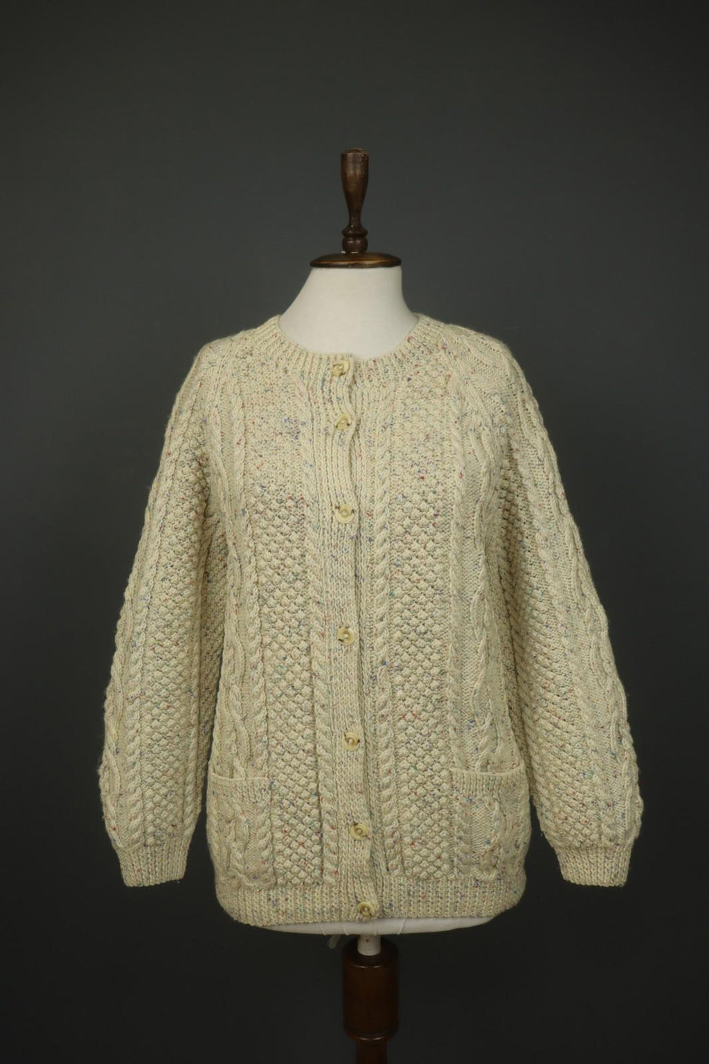 IVKO White Long Sleeve Knitted Winter Button Front Cardigan Sweater – Size 38