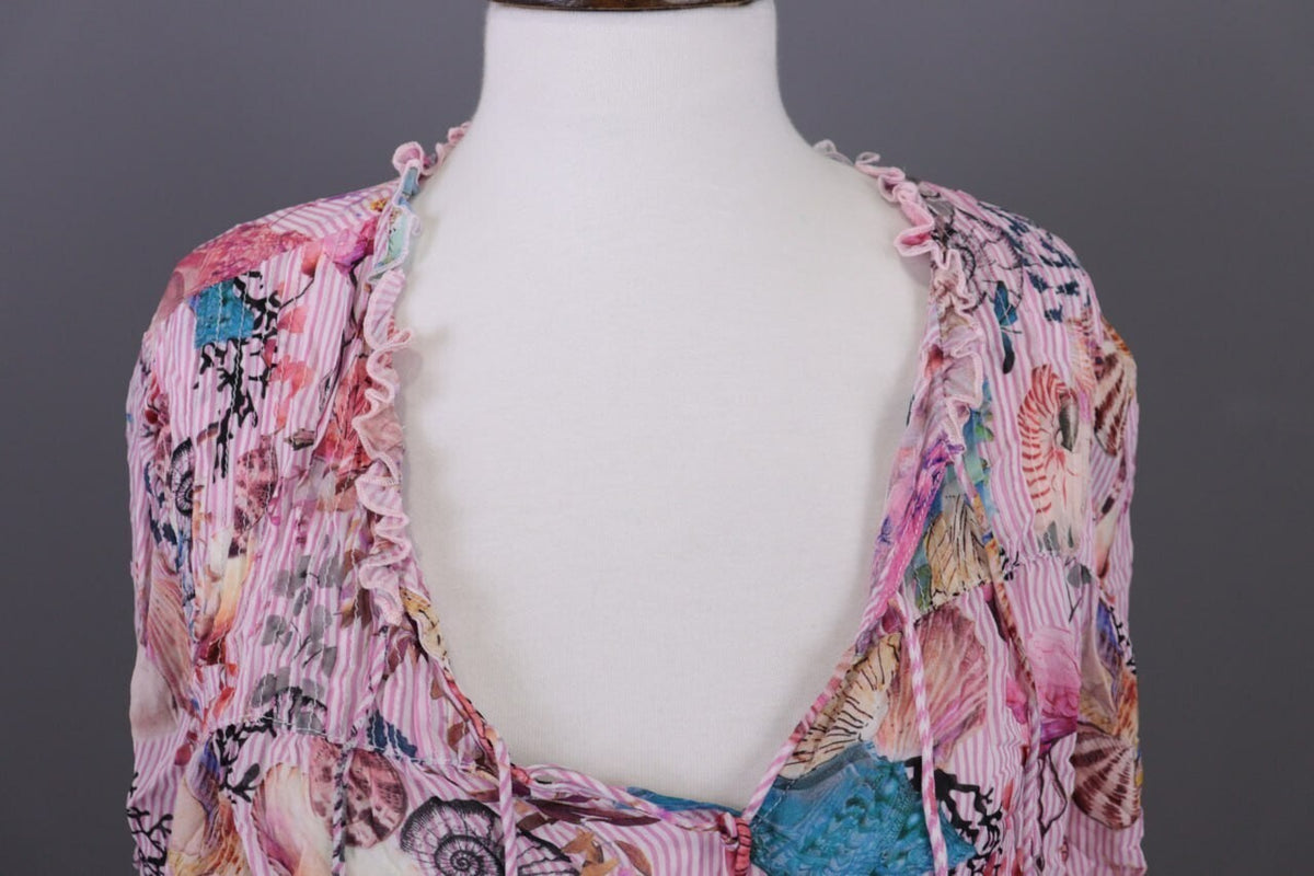 Princess Goes Hollywood Pink Shell Printed 3/4 Sleeve Blouse Shirt Sz 46 / XL