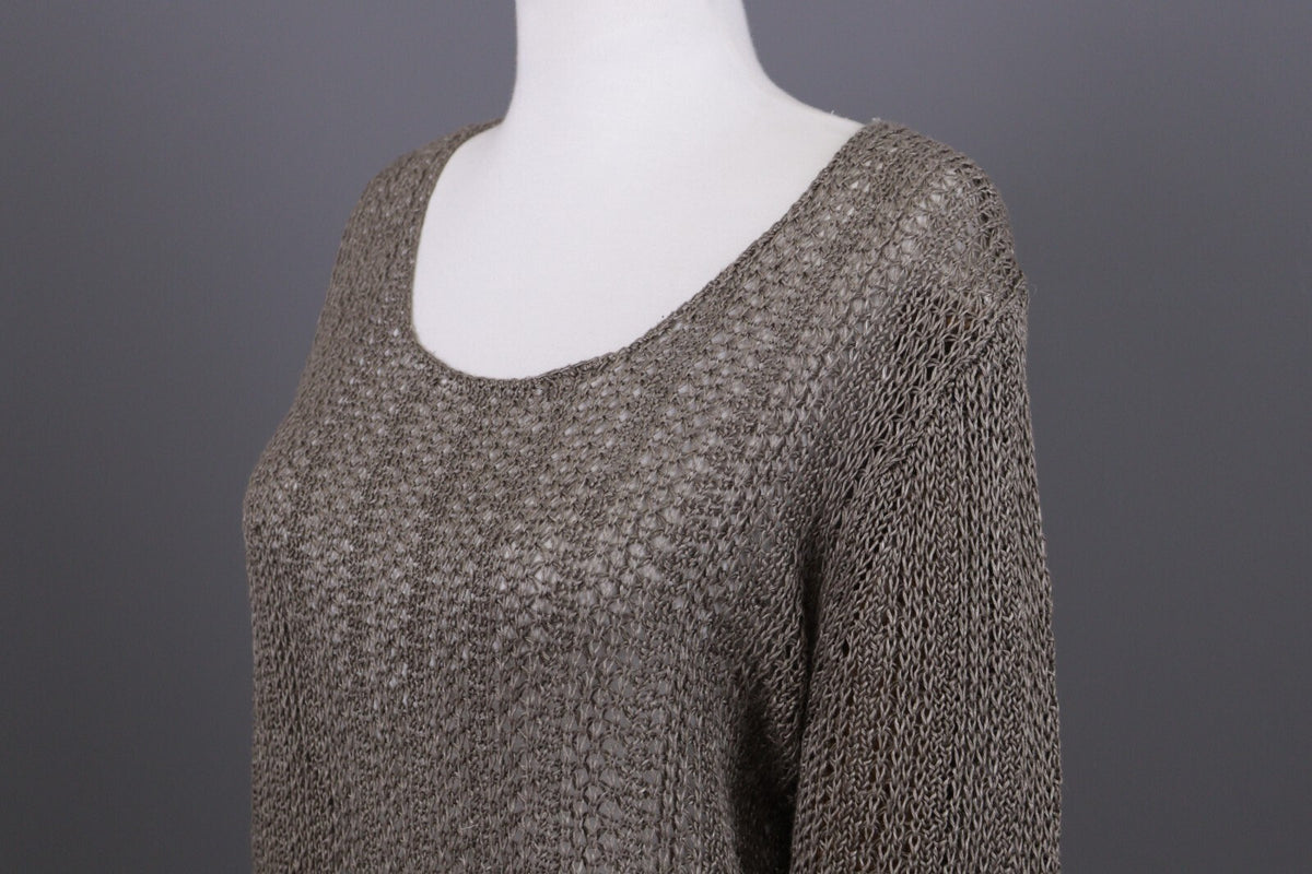 Oska Brown Lagenlook Relaxed Linen Knit Pullover Sweater – Size 2 / M
