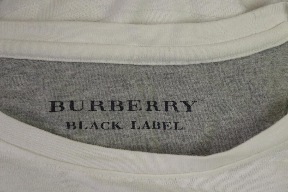 BURBERRY BLACK LABEL Blouse Shirt White Ribbed Long Sleeve – Size 2