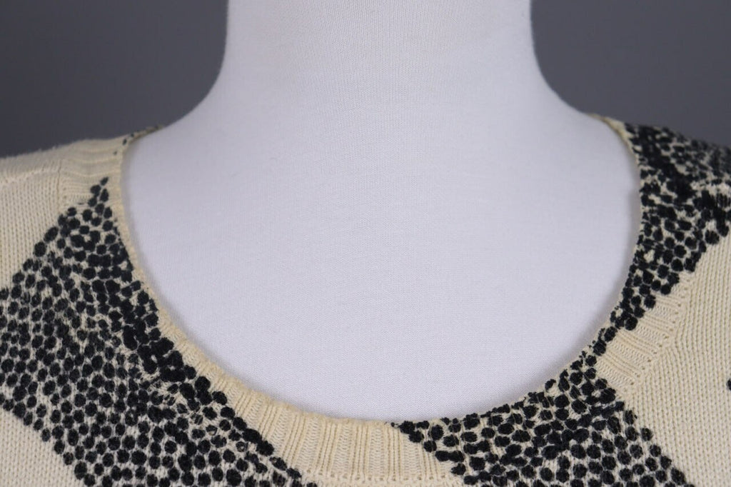 Gudrun Sjoden Beige Zig Zag 3/4 Sleeve Knit Sweater – Size S