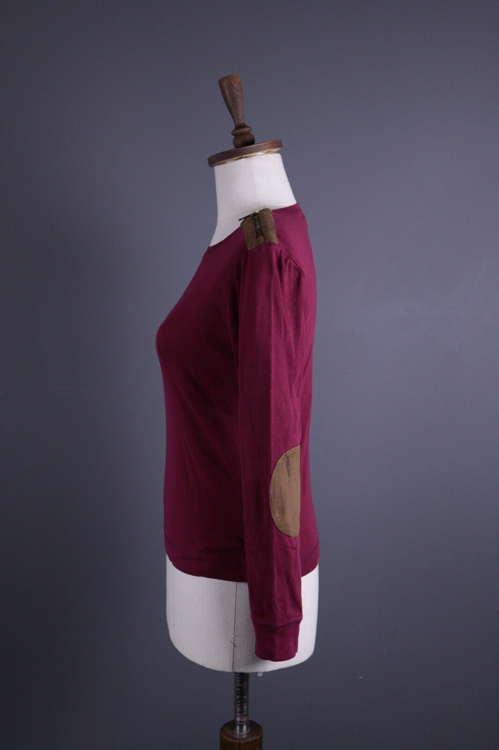 Lauren Jeans Co. Ralph Lauren Burgundy Elbow Patches Long Sleeve Top Shirt Sz M