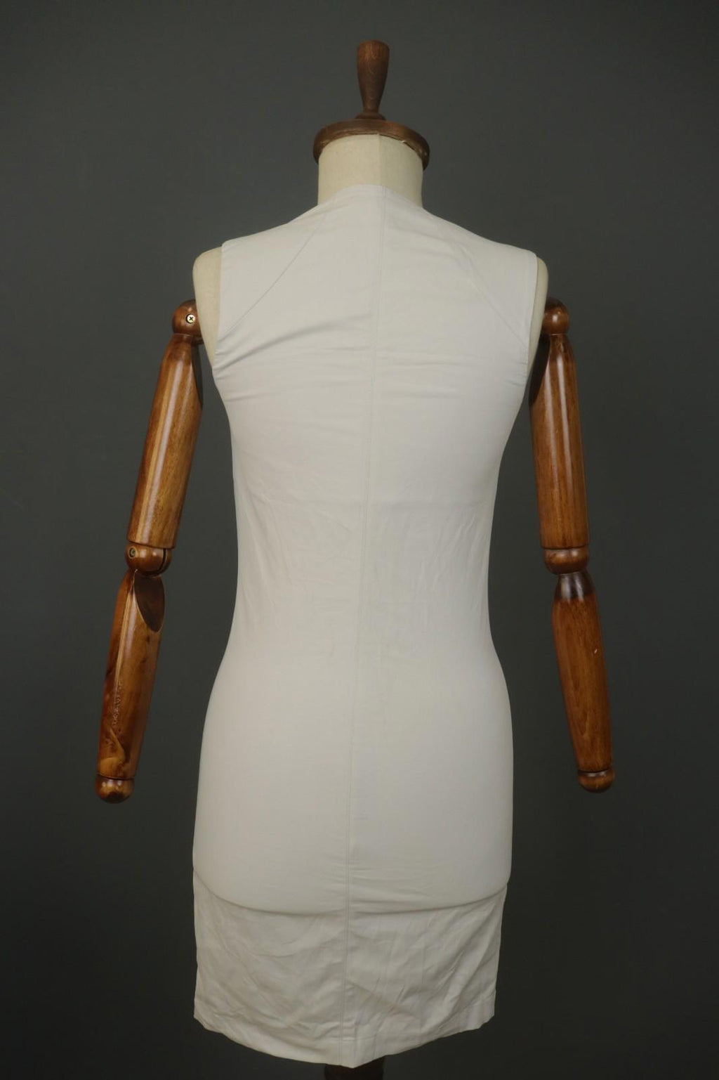 SARAH PACINI White Cotton Sleeveless V-Neck Full Zip Front Bodycon Dress – Size 0