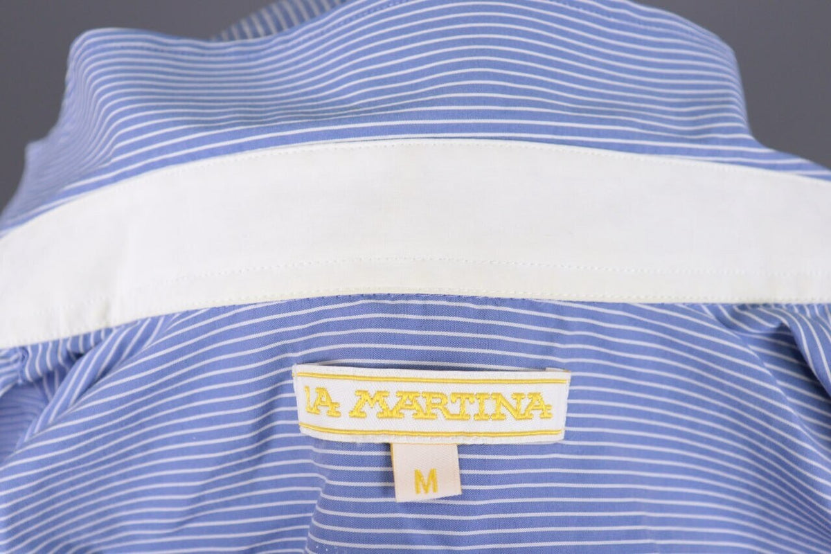 La Martina Blue Pinstripe Long Sleeve Blouse Shirt – Size M – Used