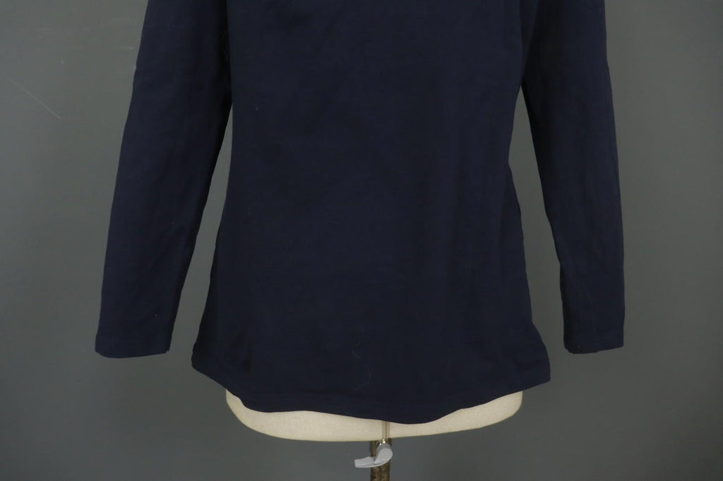 GUDRUN SJODEN Navy Cotton Long Sleeve Round Neck Pullover Blouse Top – Size L