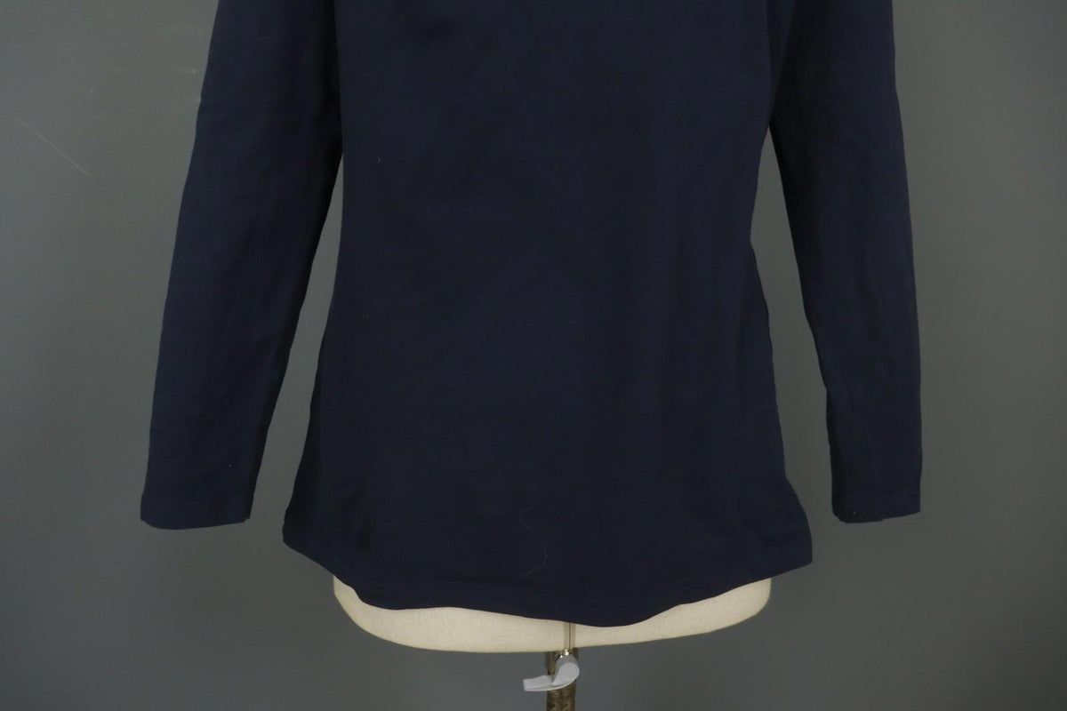 GUDRUN SJODEN Navy Cotton Long Sleeve Round Neck Pullover Blouse Top – Size L
