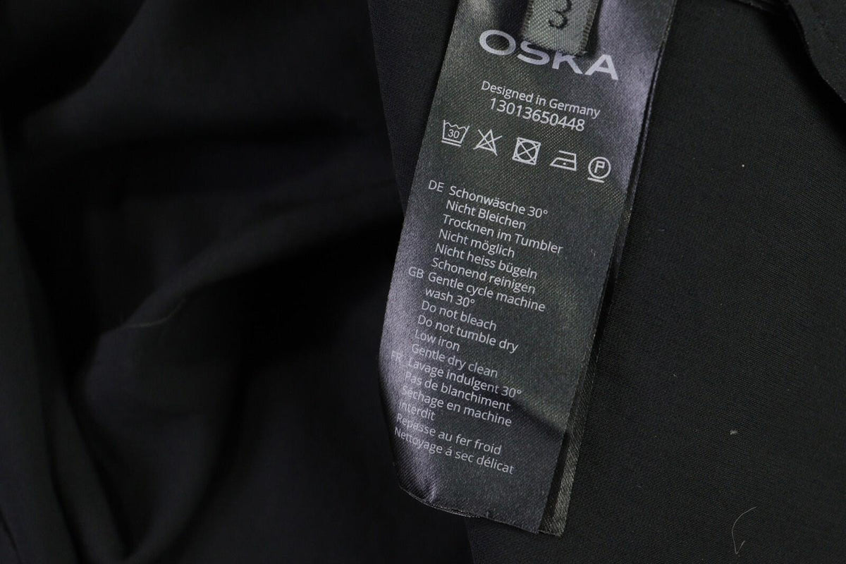 OSKA Black Short Sleeve Button Scoop Neck A-Line Blouson Dress – Size 3
