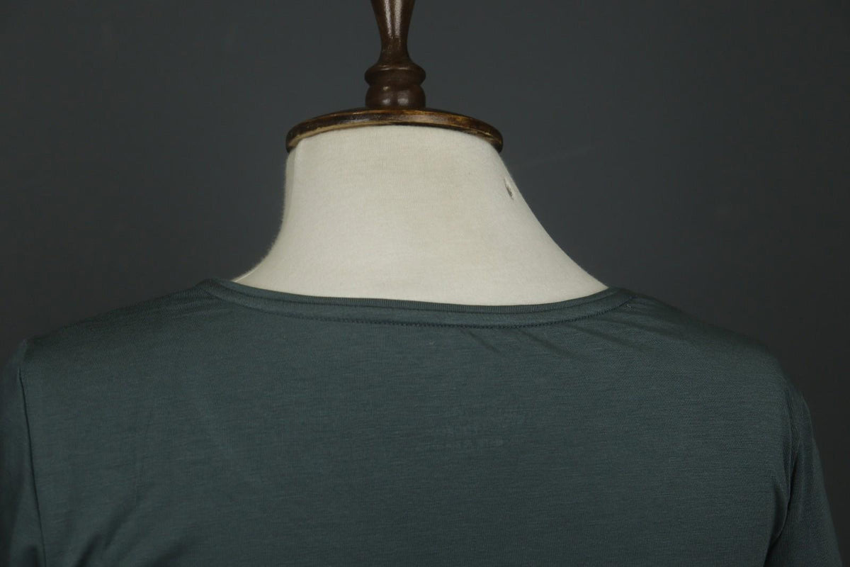 GUDRUN SJODEN Green Lyocell Slim Fit Round Neck Pullover Blouse Top – Size M